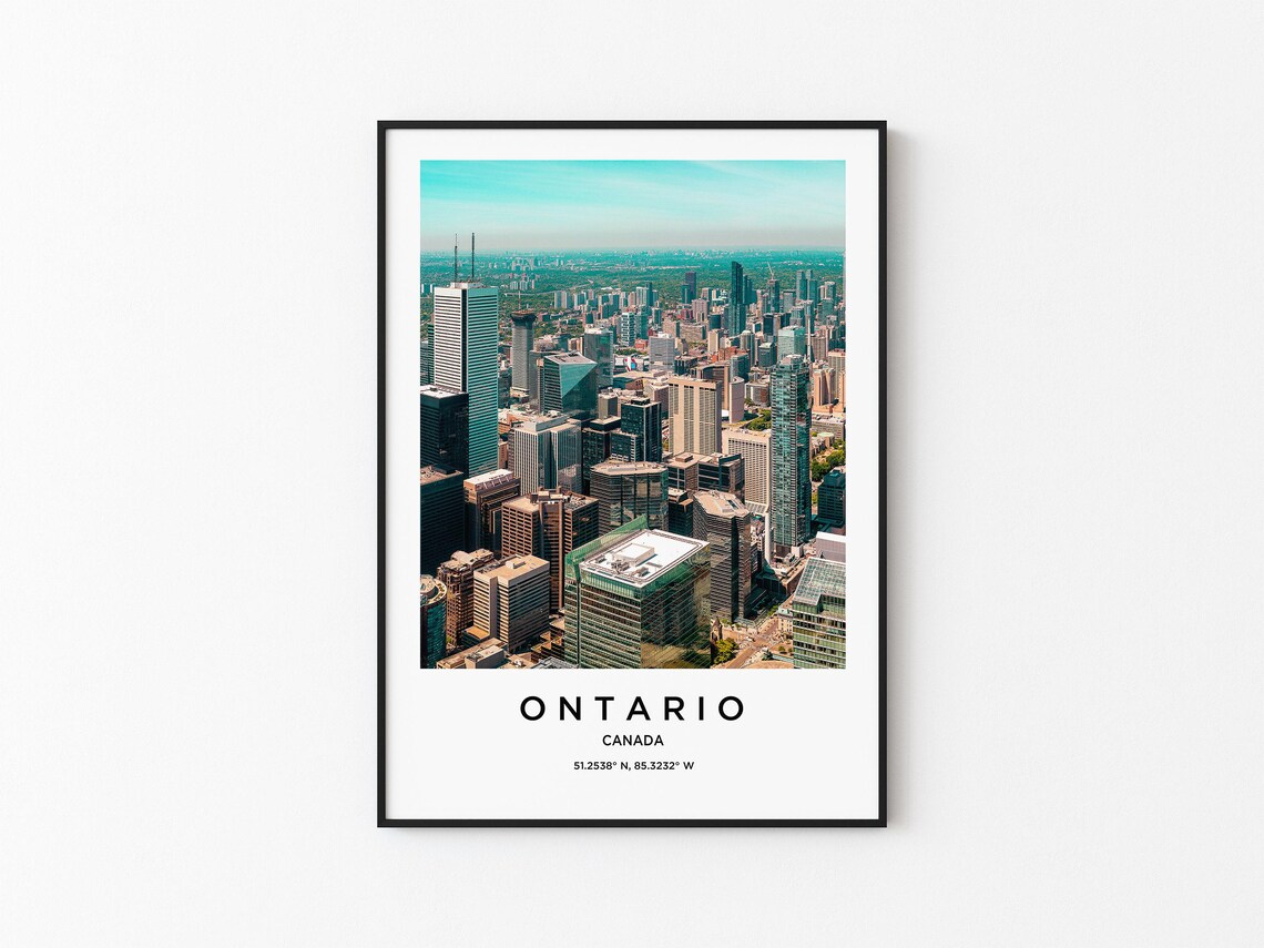 Ontario Canada Toronto Aerial Downtown Skyline Travel Poster