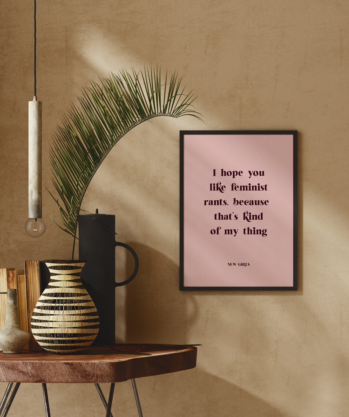 New Girl Feminist Rants Quote Pink Typography Poster for Girls - Image 2