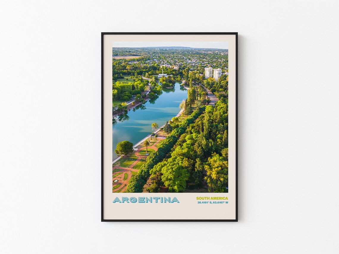 Argentina South America Aerial View of City Park Lake Poster - Image 3
