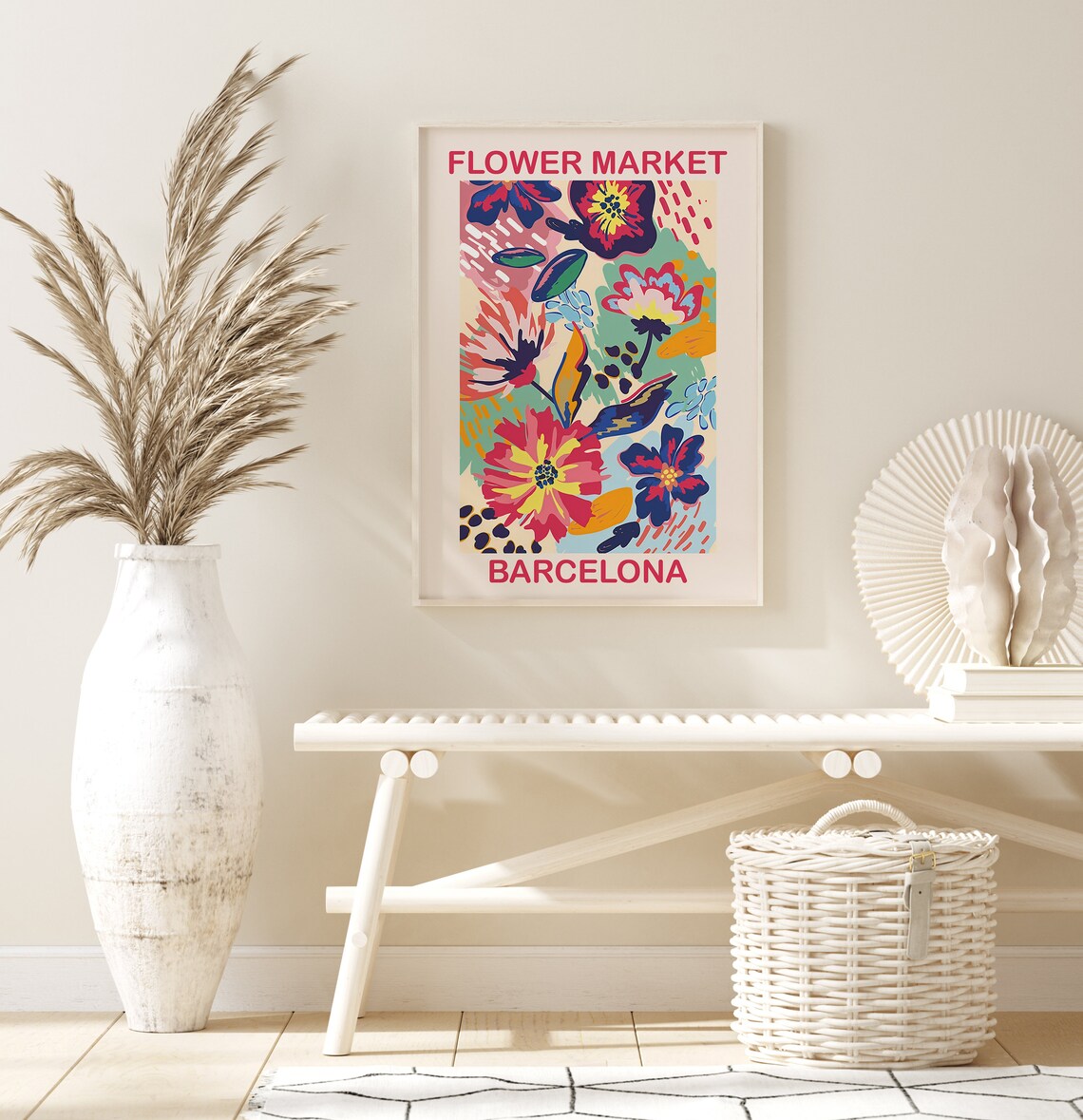 Flower Market Barcelona Bold Colorful Floral Exhibition Poster - Image 3