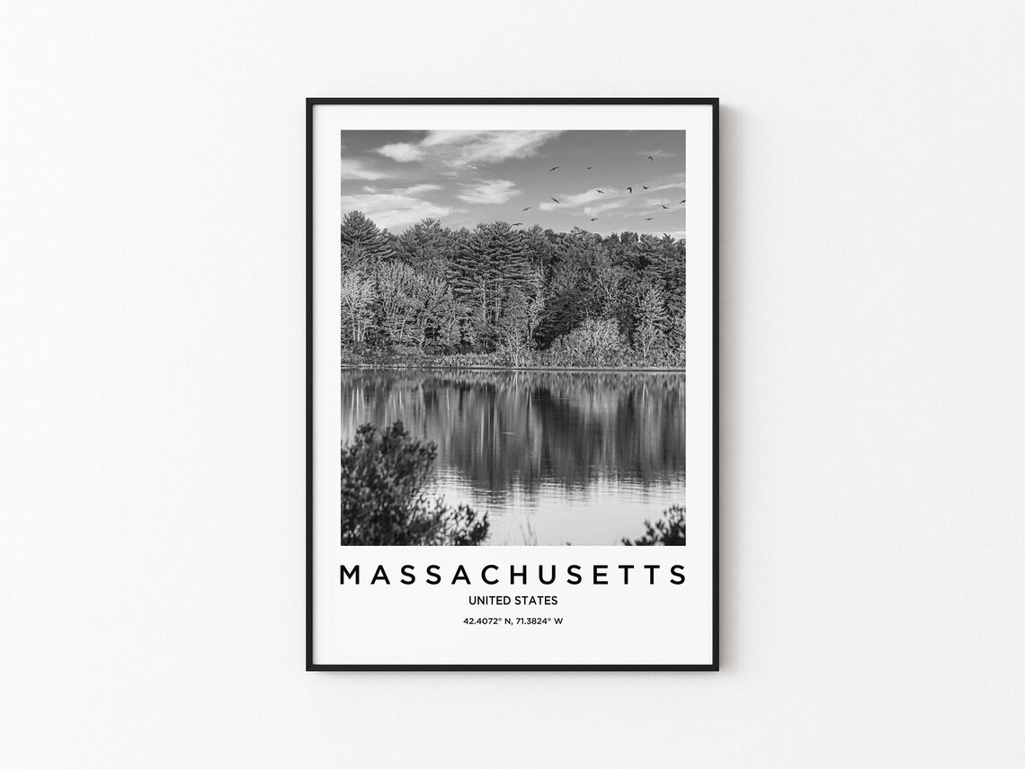 Massachusetts Art Print, Massachusetts Map