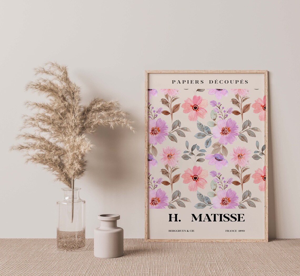 Matisse Papiers Decoupes Pink Ditsy Floral H Matisse Exhibition Poster - Image 3