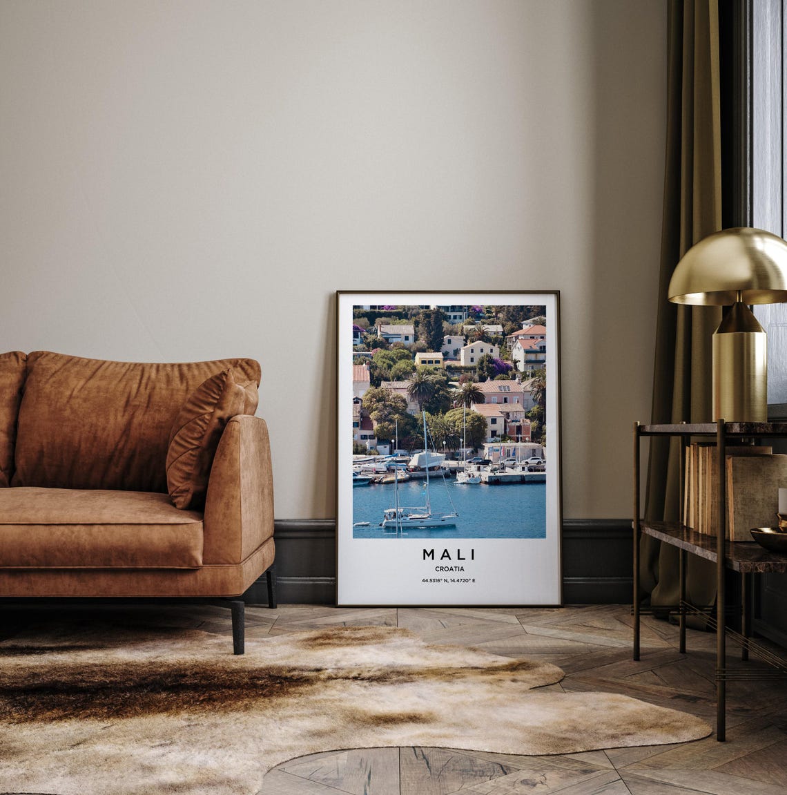 Mali Croatia Sunny Harbor Sailboats Hillside Town View Poster - Image 3