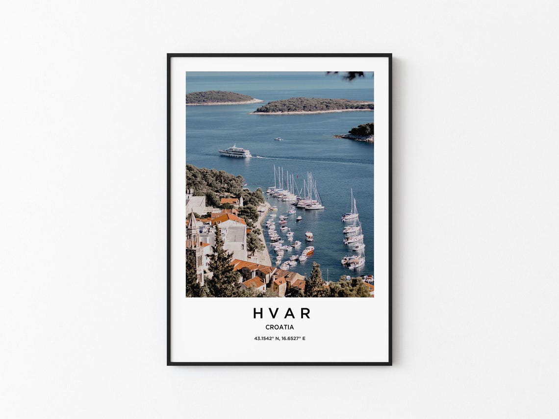 Hvar Croatia Aerial Adriatic Harbor Sailboat Old Town Poster