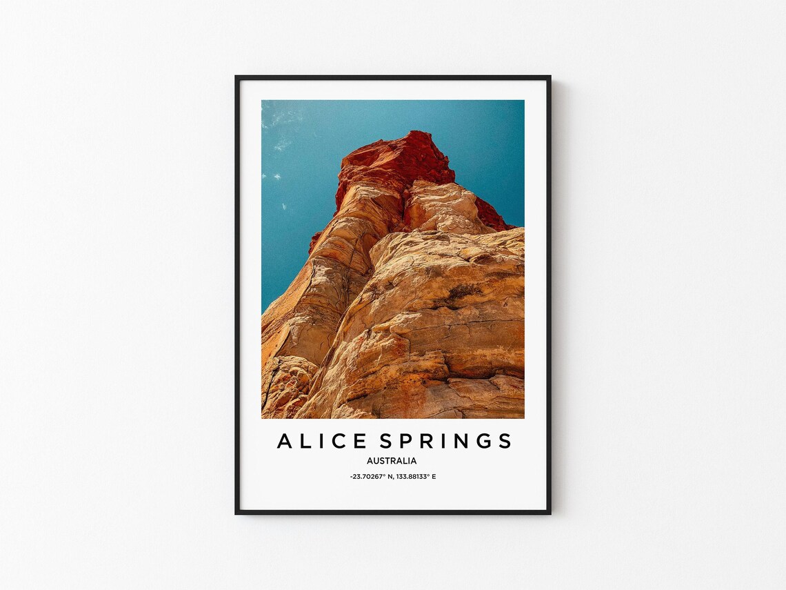 Alice Springs Australia Red Rock Formation Minimalist Travel Poster