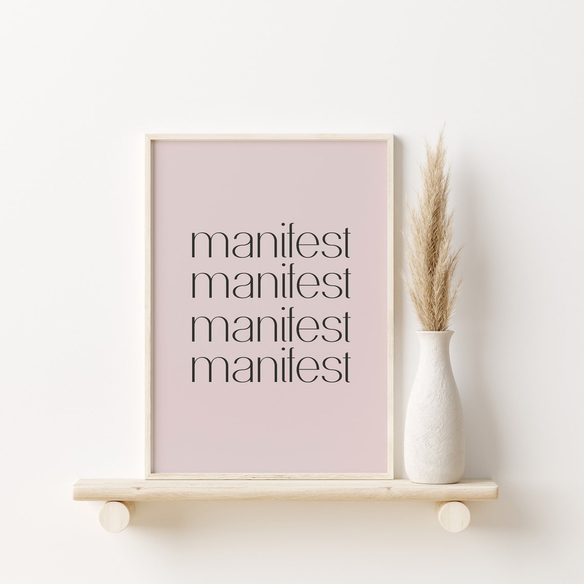 Blush Pink Manifest Repeated Minimalist Typography Quote Poster - Image 2