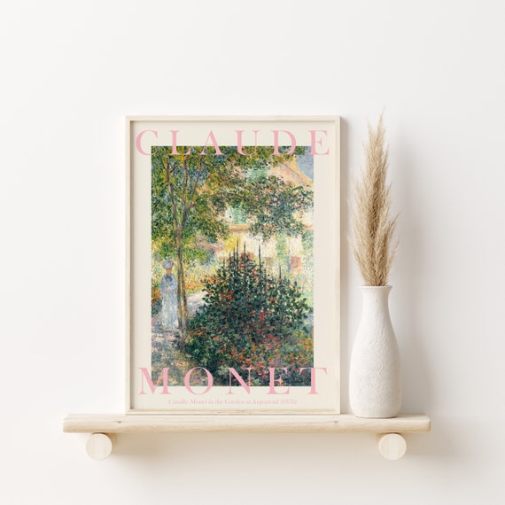 Claude Monet Art Print Modern Vintage Poster Exhibition Wall Art Monet Wall Art Vintage Wall Art Camille Monet On The Garden Nude Pink