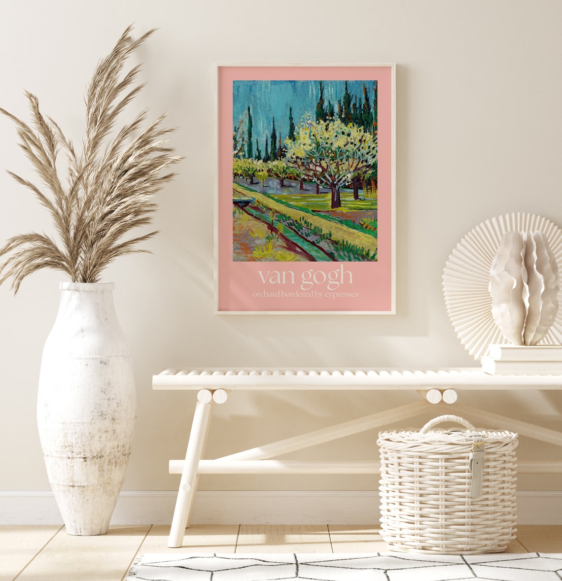 Van Gogh Orchard Bordered by Cypresses Blossom Trees Spring Poster - Image 3