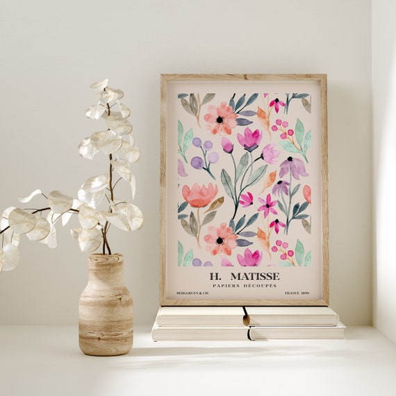 Floral Matisse Print Pink Lilac Orange Flowers Henri Matisse Wall Art Henri Matisse Matisse Poster Matisse Print A5 A4 A3 A2 A1 A0