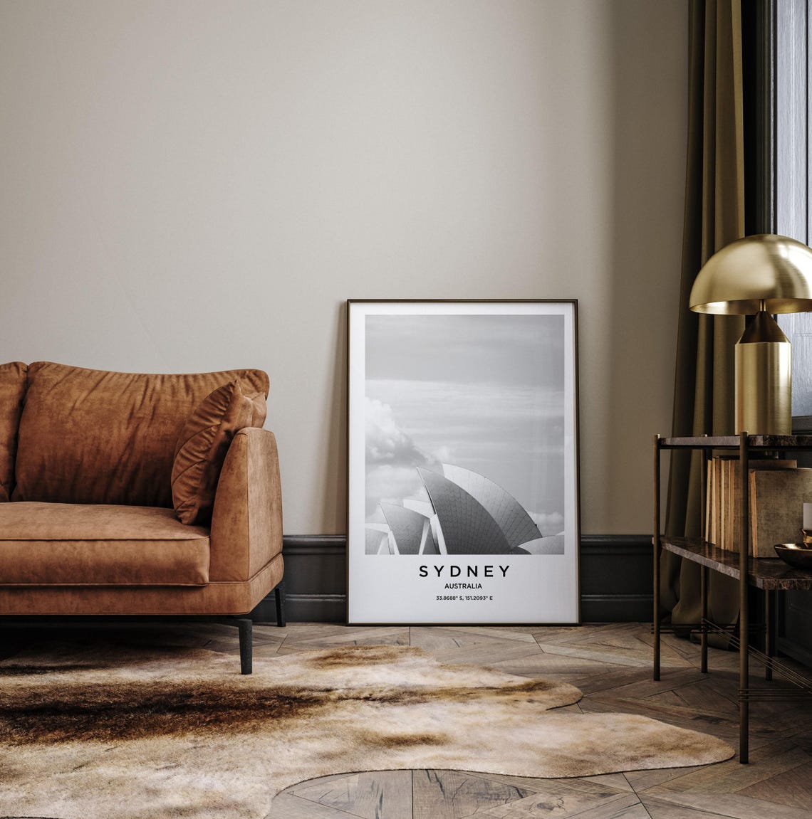 Sydney Australia Opera House Sail Rooftops Black and White Poster - Image 3