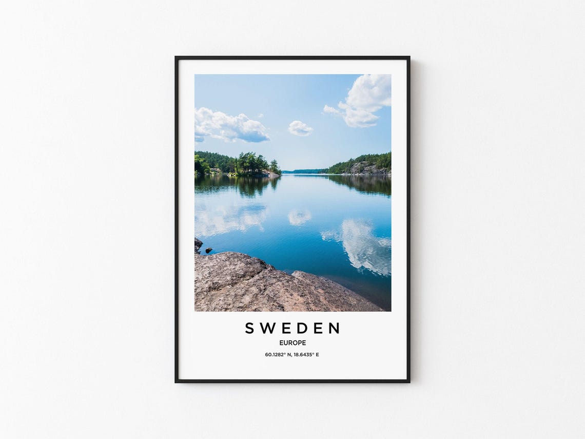 Sweden Art Sweden Print Sweden Poster Sweden Art Sweden Photo Sweden Map Sweden Painting Sweden Travel