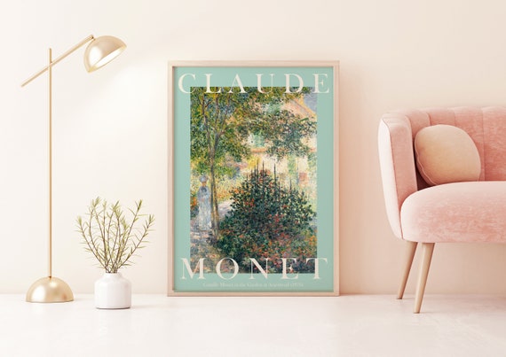 Claude Monet Art Print Modern Vintage Poster Exhibition Wall Art Monet Wall Art Vintage Wall Art Camille Monet On The Garden Green