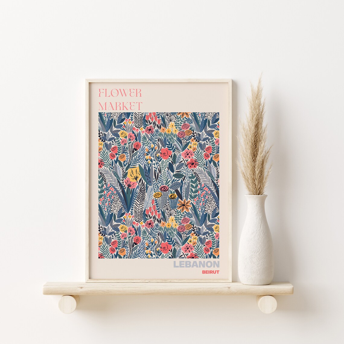 Lebanon Beirut Flower Market Dense Wildflower Garden Art Poster - Image 3
