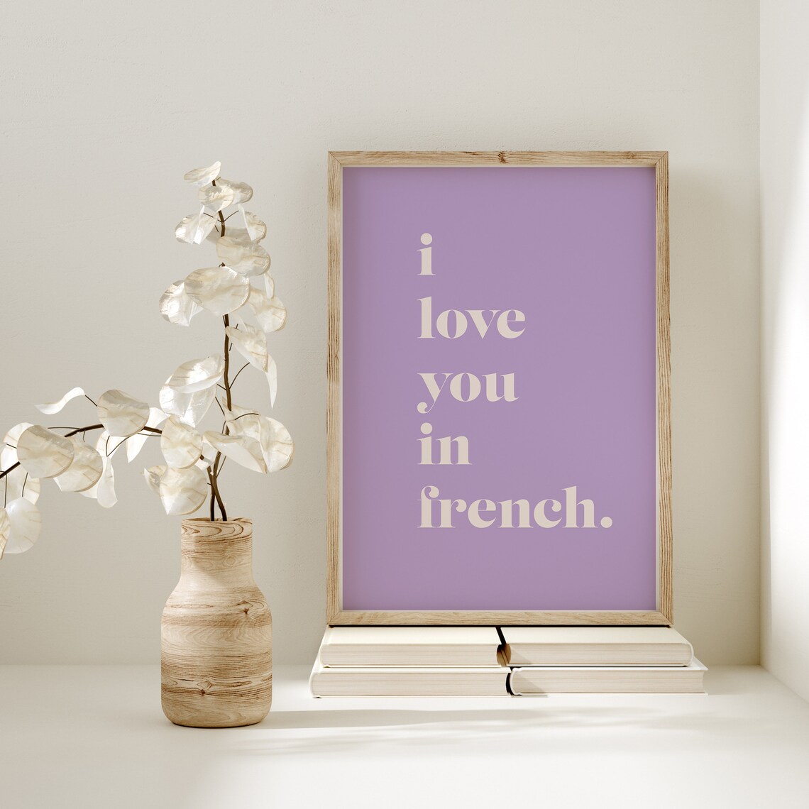 I Love You in French Lilac Serif Typography Romantic Quote Print - Image 2