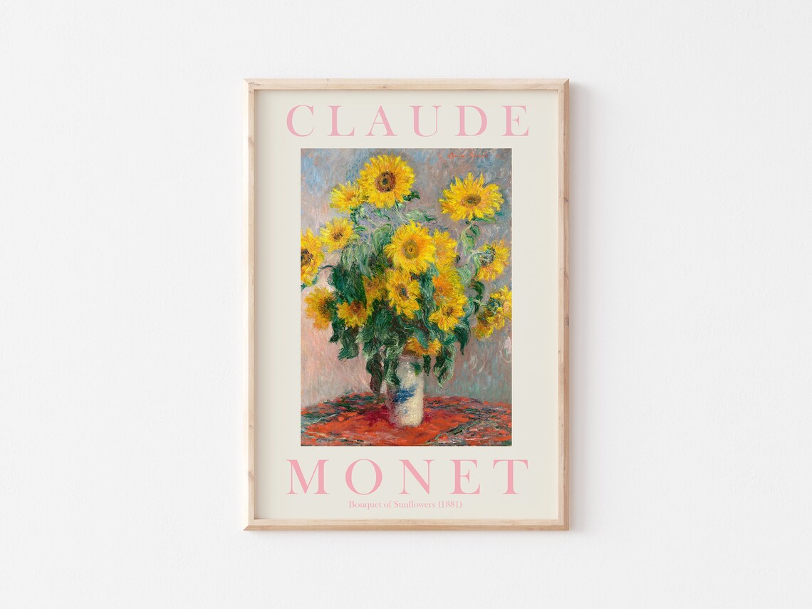 Claude Monet Bouquet of Sunflowers 1881 Bright Golden Cream Poster - Image 3