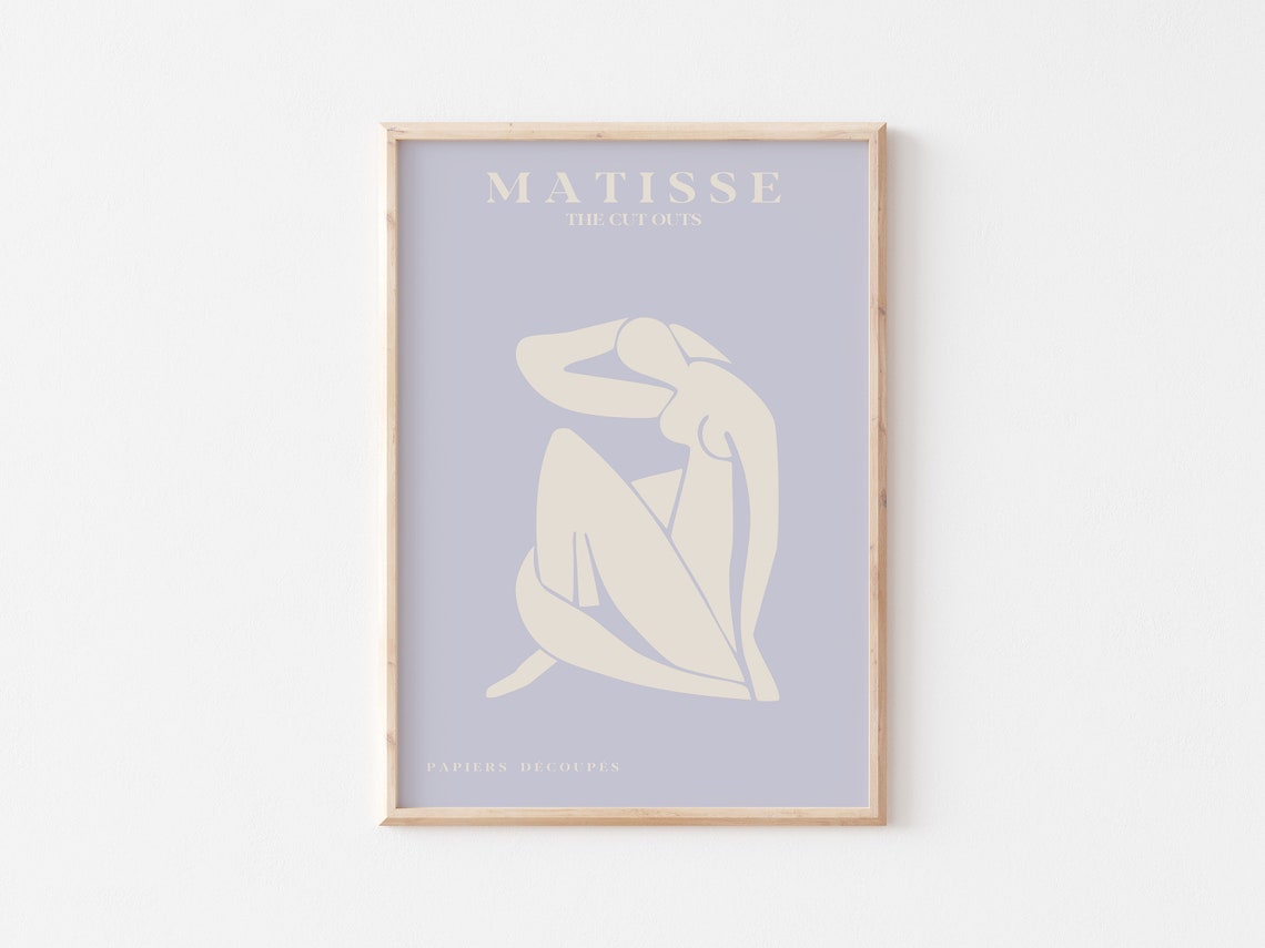 Matisse Inspired Art Modern Light Blue Cut Outs Matisse Inspired Prints Henri Matisse A5 A4 A3 A2 Gallery Wall Home Decor Cut Outs - Image 3