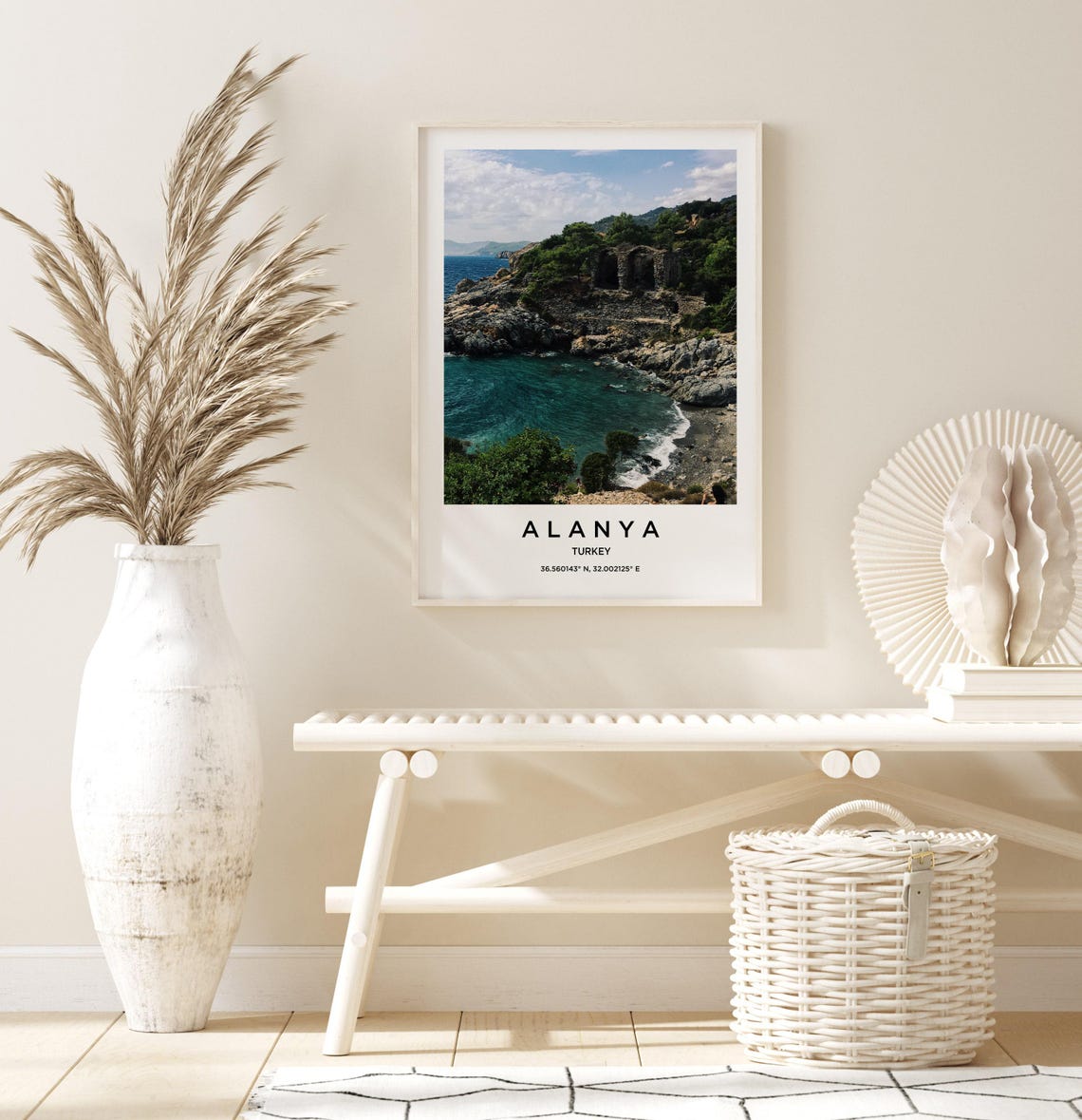 Alanya Turkey Rocky Cove Turquoise Sea Ancient Ruins Photo Poster - Image 3