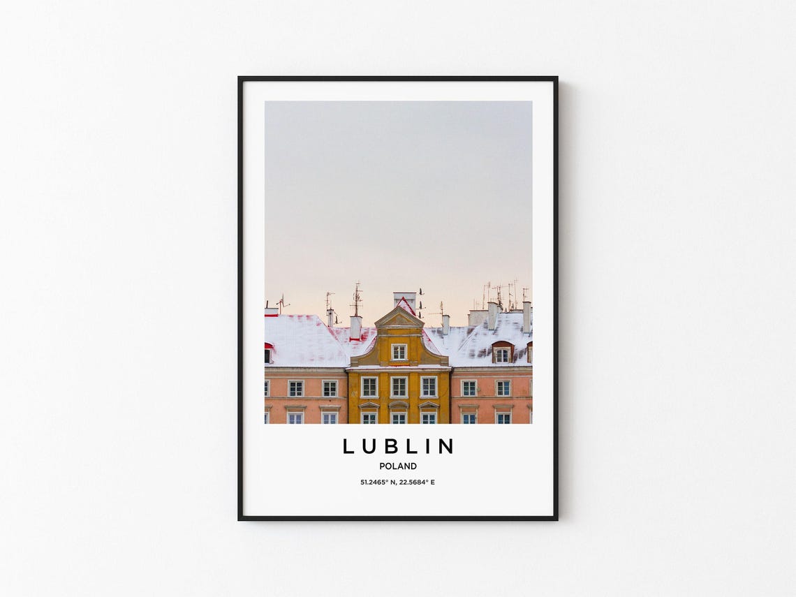 Lublin Poland Winter Snow Covered Old Town Rooftops View Poster