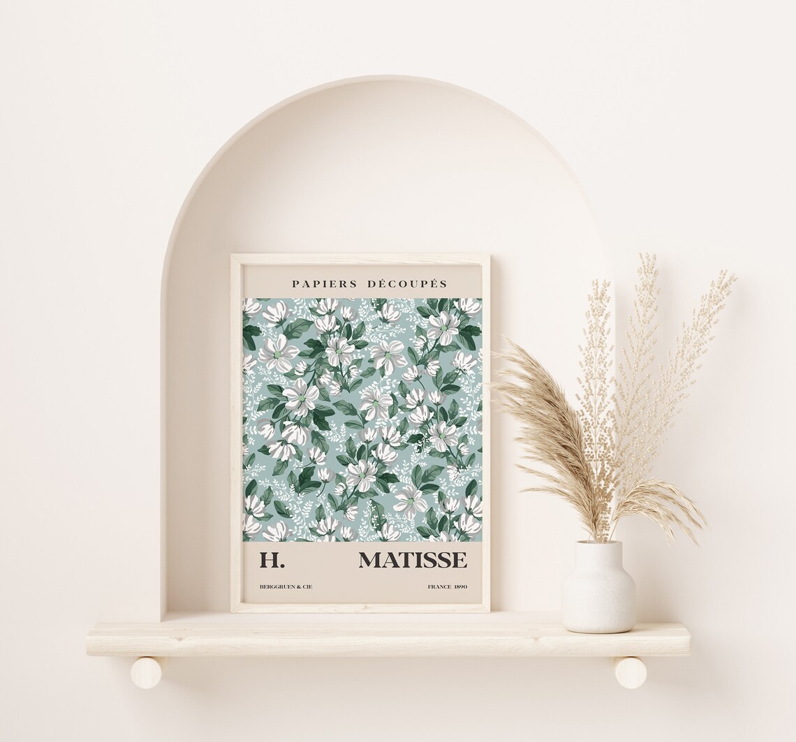 Henri Matisse Papiers Decoupes Green and White Floral Art Poster - Image 2