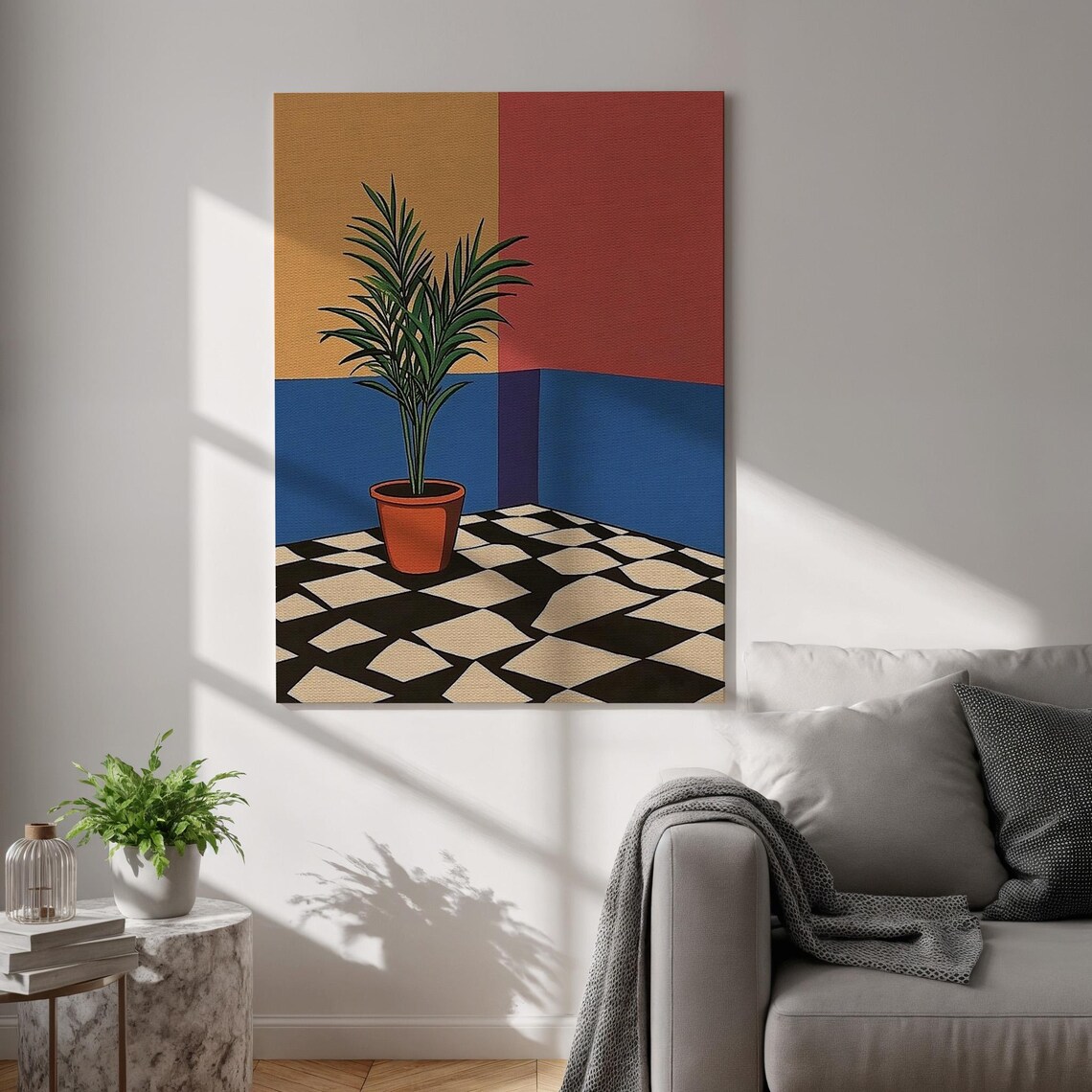 Pop Art Potted Plant Bold Color Block Geometric Corner Poster