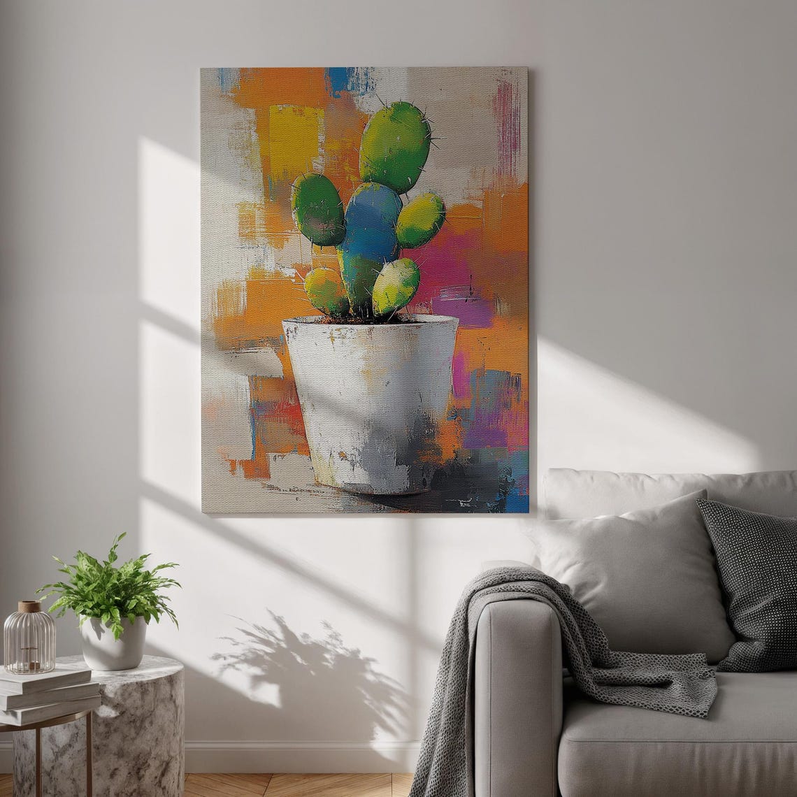 Colorful Abstract Cactus Potted Prickly Pear Bold Modern Art Poster