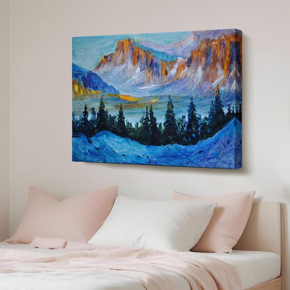Mountain Forest Landscape Wall Painting Nature Canvas Art Table Decor