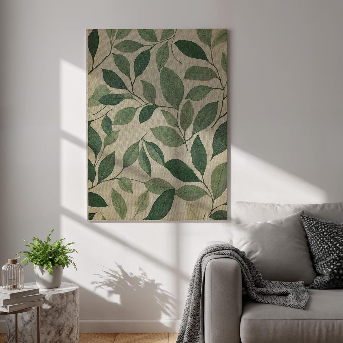 Green Botanical Leaves Pattern Vintage Floral Wall Decor Art Poster