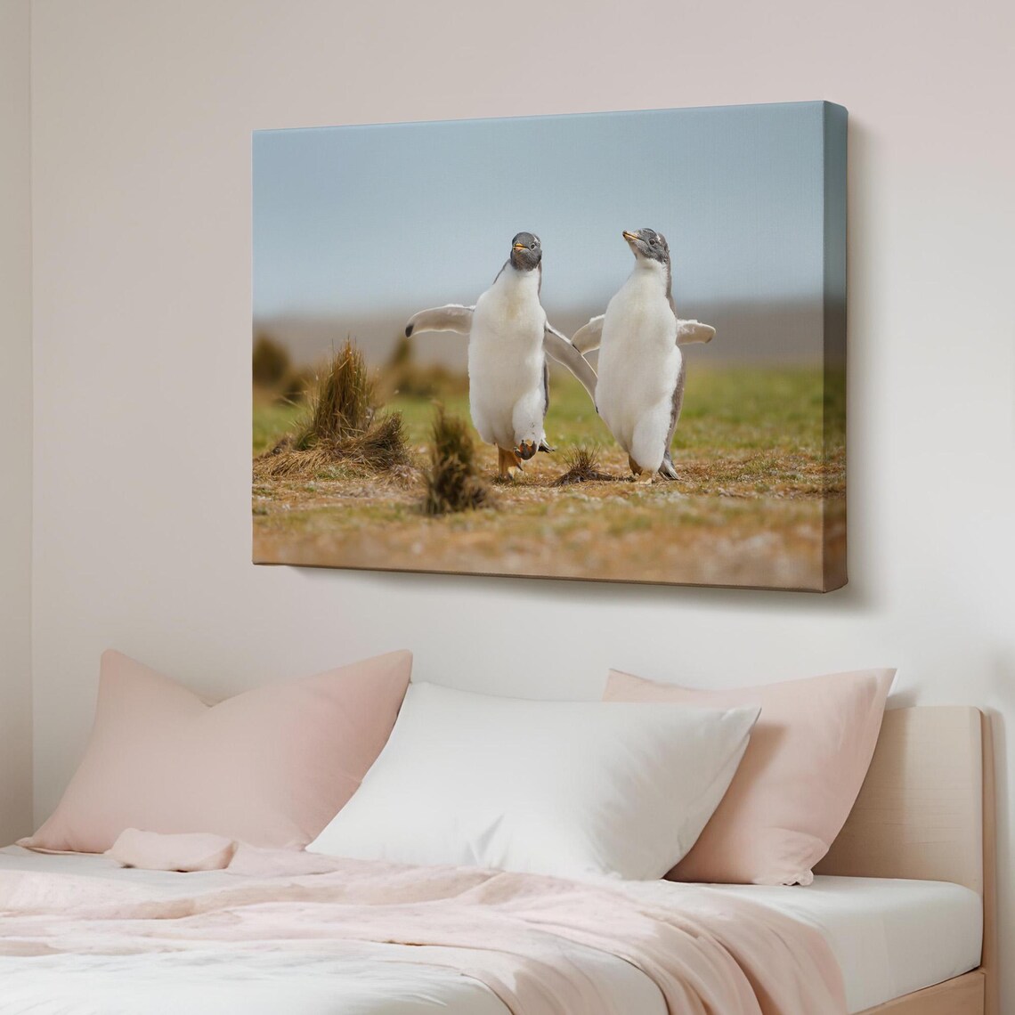 Happy Baby Penguins Walking Together Cute Bird Photo Art Poster