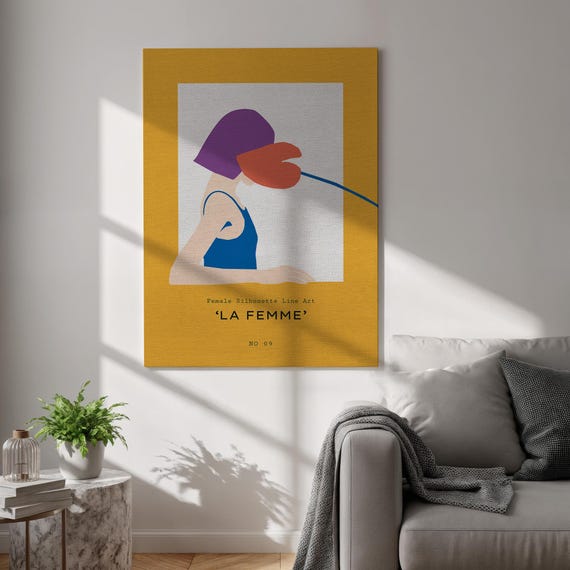 La Femme Abstract Female Portrait Canvas Wall Art Bold Colorful Minimal Print Framed Modern Poster For Bedroom Studio And Creative Spaces