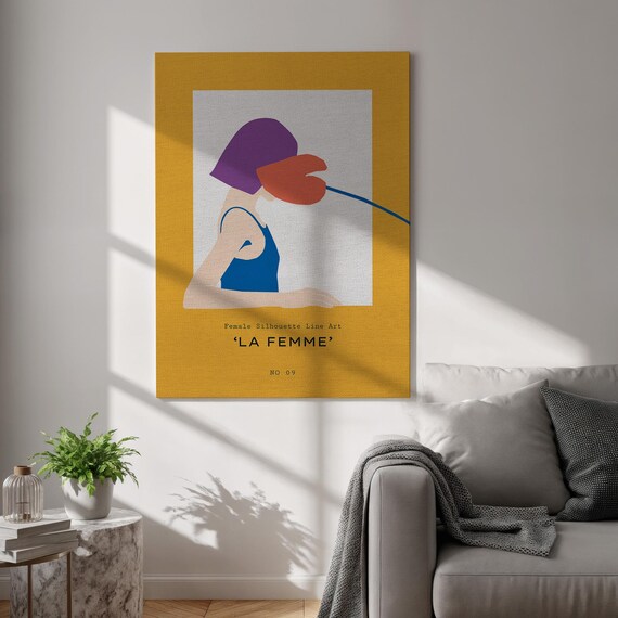 La Femme No 09 Abstract Female Silhouette Bold Mustard Color Block Poster