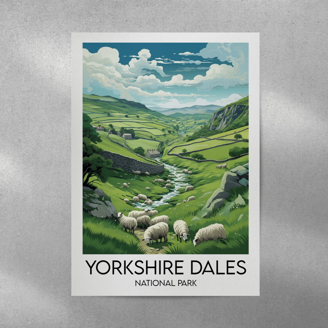 Yorkshire Dales National Park Sheep Valley Vintage Travel Poster - Image 4