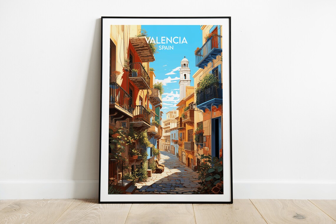 Valencia Travel Print, Spain Poster for Gifts