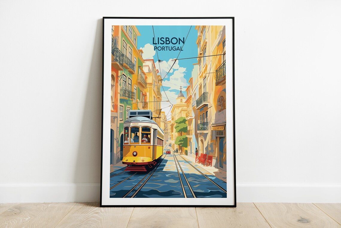 Lisbon Print Portugal Travel Poster, Custom Personalised