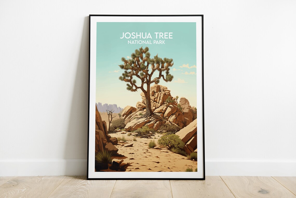 Joshua Tree National Park Daytime Desert Rock Formations Travel Poster