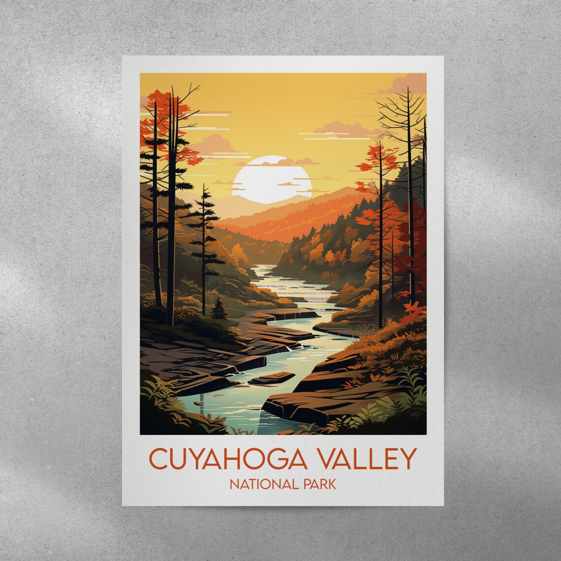 Cuyahoga Valley National Park Fall River Canyon Sunset Art Poster - Image 3