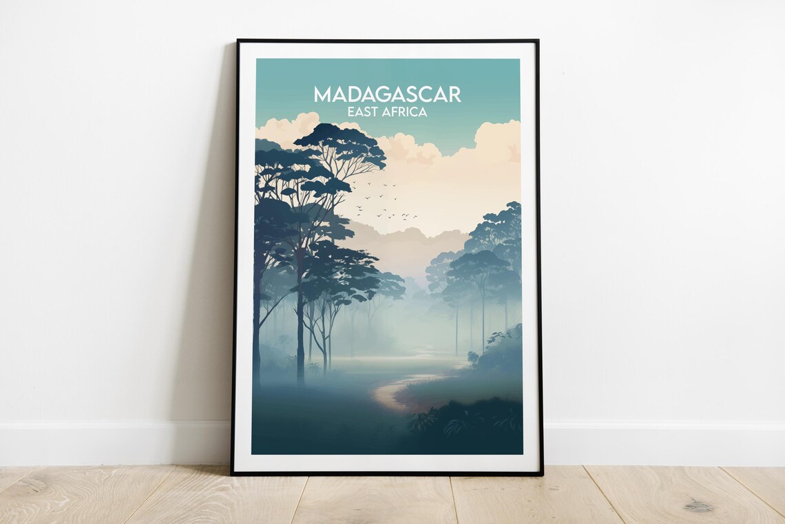 Madagascar Tall Trees Morning Fog East Africa Forest Art Poster