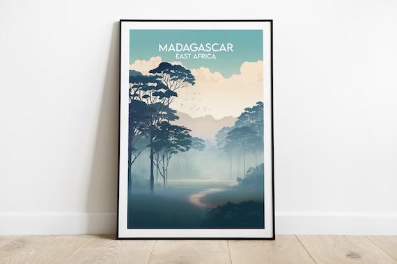 Madagascar Tall Trees Morning Fog East Africa Forest Art Poster