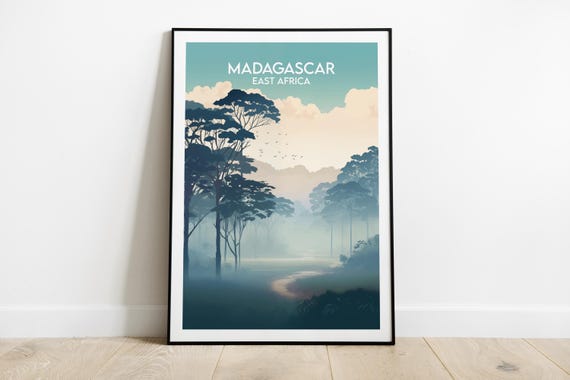 Madagascar Travel Print East Africa Poster Custom Personalised Wedding Birthday Gift