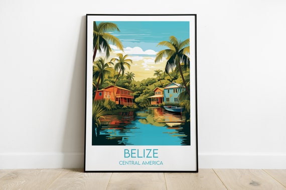 Belize Travel Print Central America Poster Custom Personalised Wedding Birthday Gift