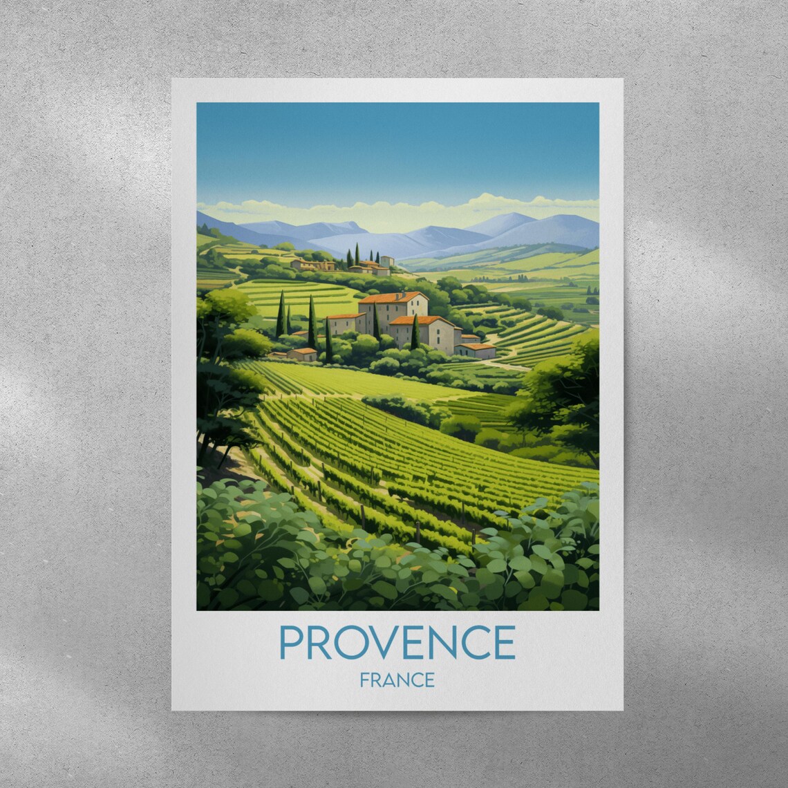 Provence France Vineyard Villa Hills Farmhouse Scenic Travel Wall Art - Image 4
