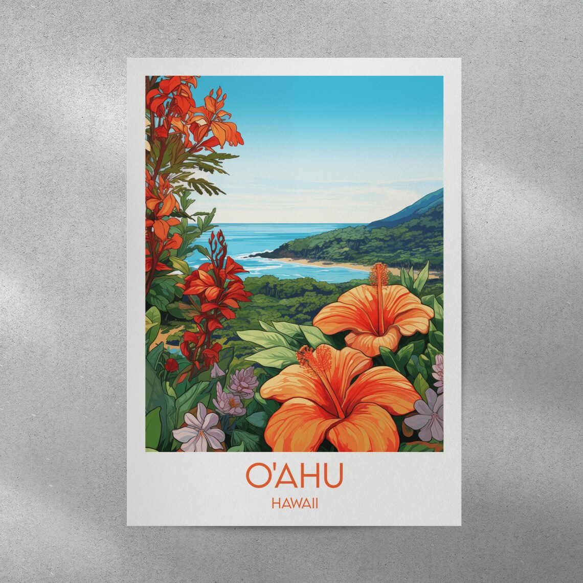 Oahu Travel Print, Hawaii Poster, Custom Personalised - Image 2