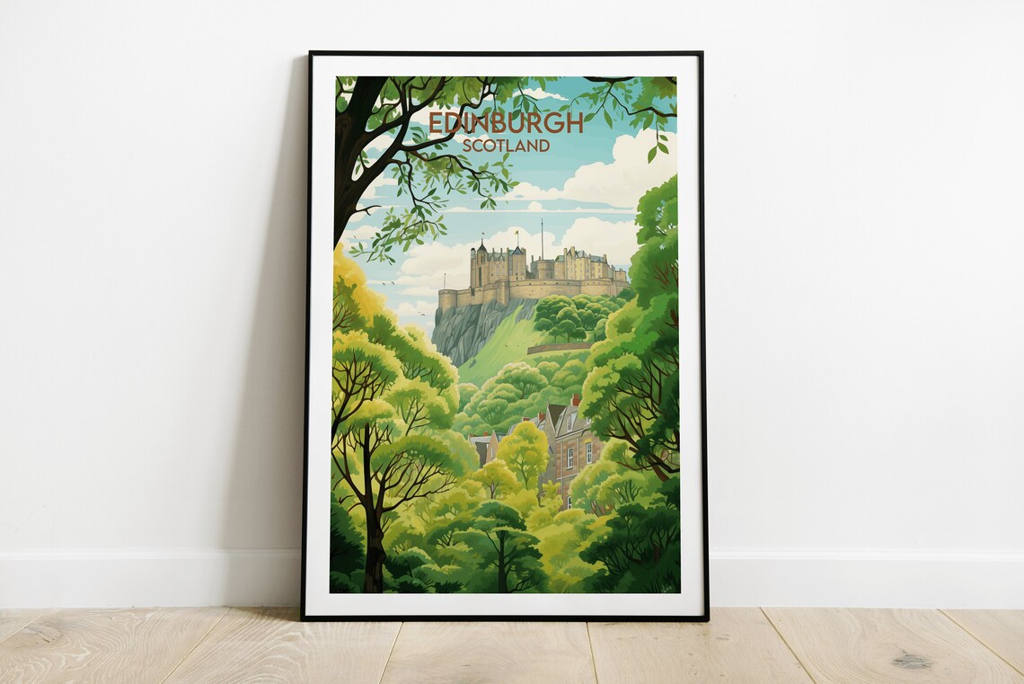 Edinburgh Scotland Castle on the Crag Historic City Travel Poster