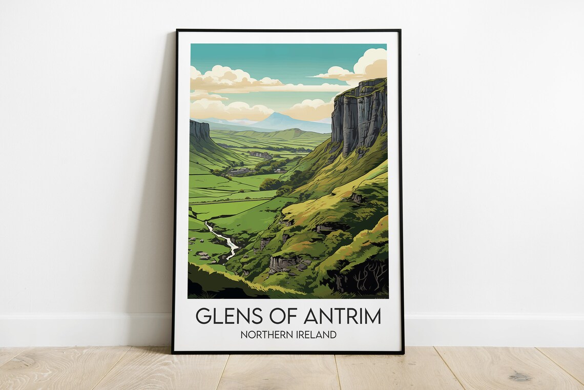 Glens of Antrim Northern Ireland Green Valley River Travel Poster