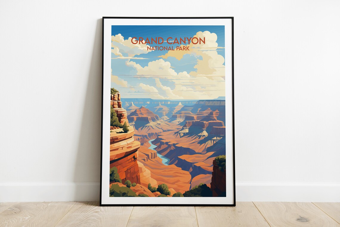Grand Canyon National Park Desert Canyon Retro Travel Poster