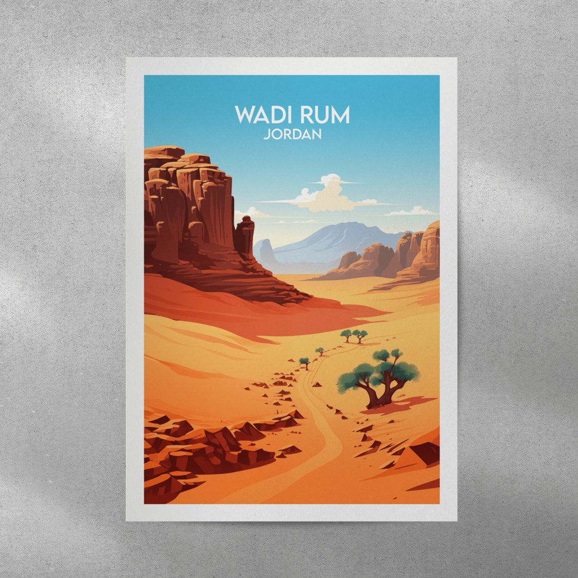 Wadi Rum Jordan Desert Canyon Landscape Adventure Travel Art Poster - Image 5