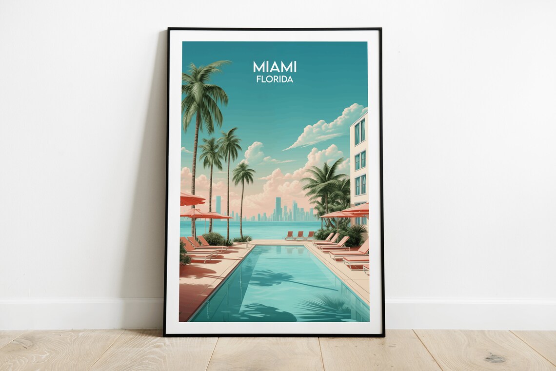 Miami Florida Travel Poster, Custom Personalized Print
