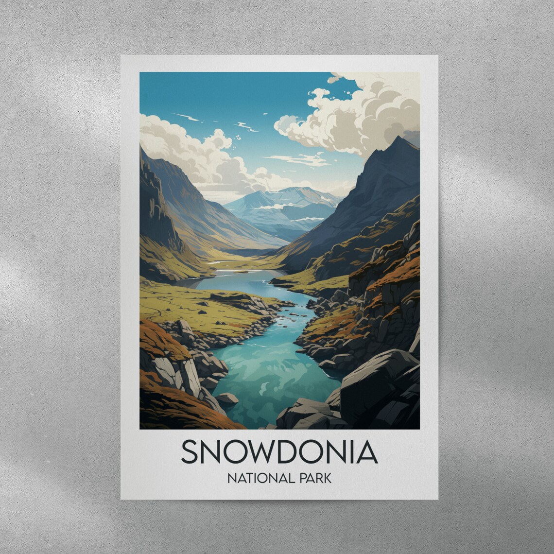 Snowdonia National Park Mountain Valley Lake Vintage Travel Poster - Image 2