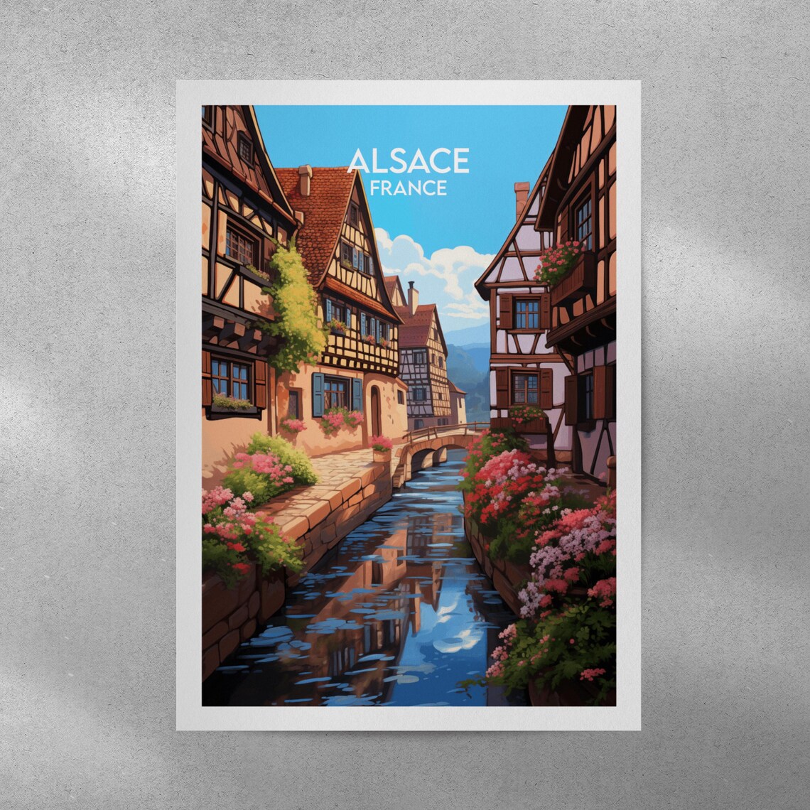 Alsace France Half Timbered Canal Village Floral Street Poster - Image 4