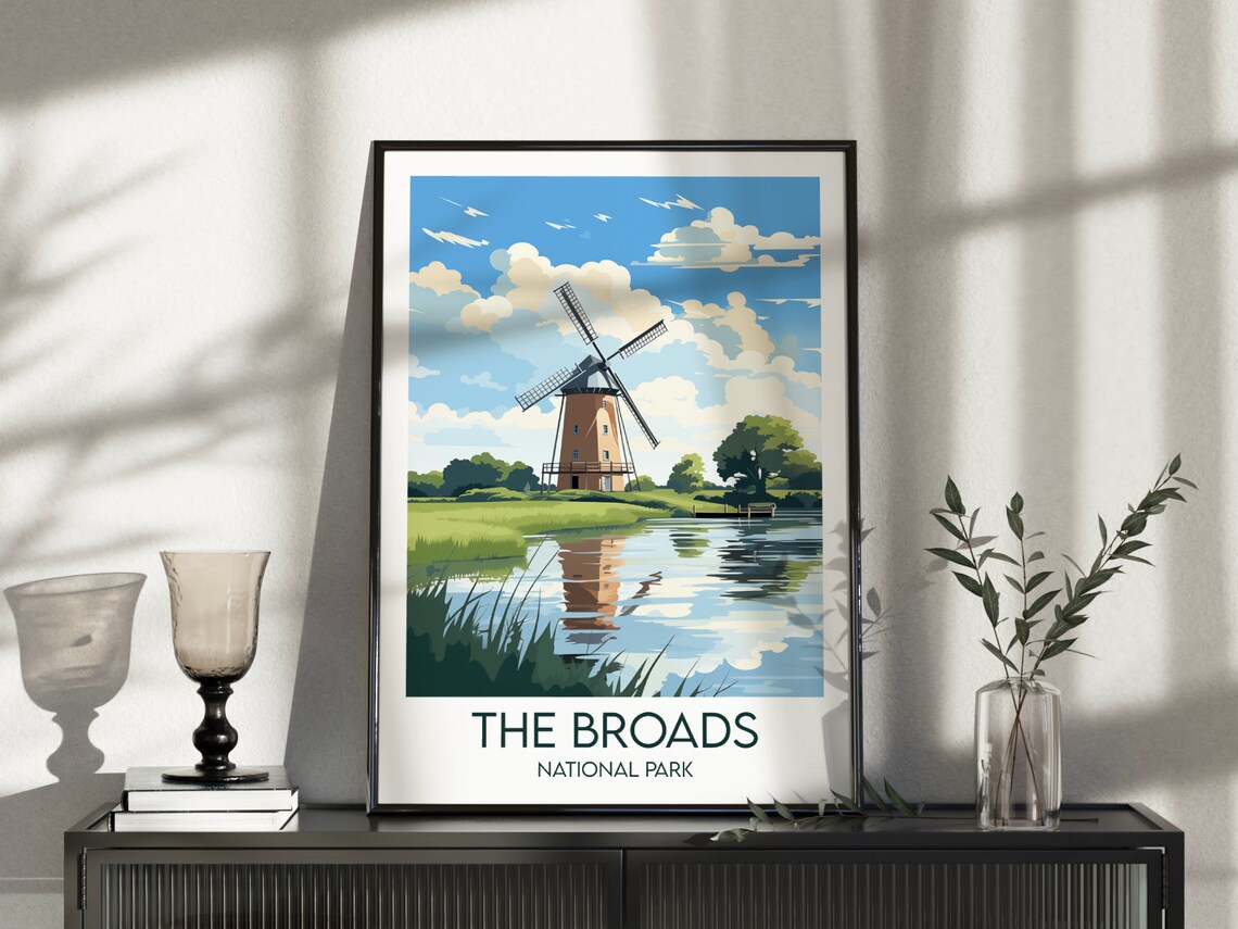 Norfolk Broads National Park Travel Poster, England UK - Image 4