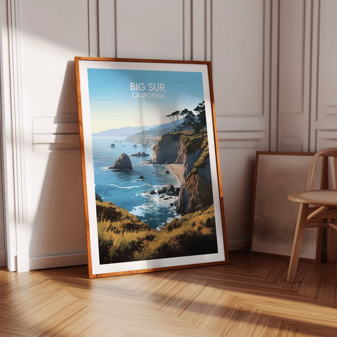 Big Sur California Daytime Ocean Cliffs Cypress Trees Travel Poster - Image 2